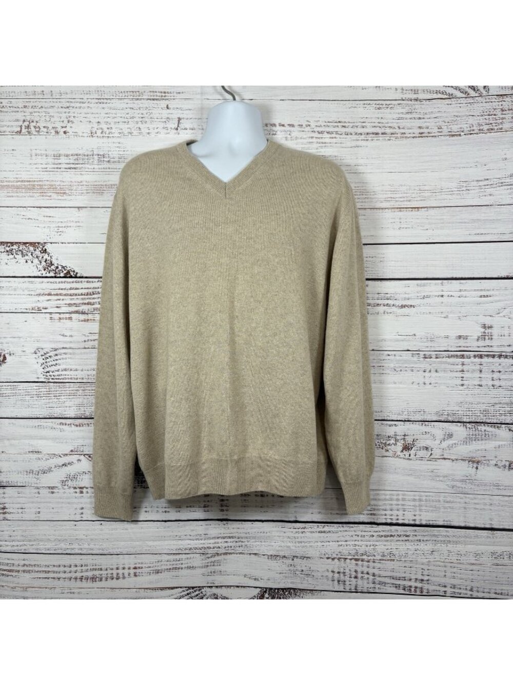 Hathaway Platinum Beige Cashmere Silk Long Sleeve Sweater Made In Italy